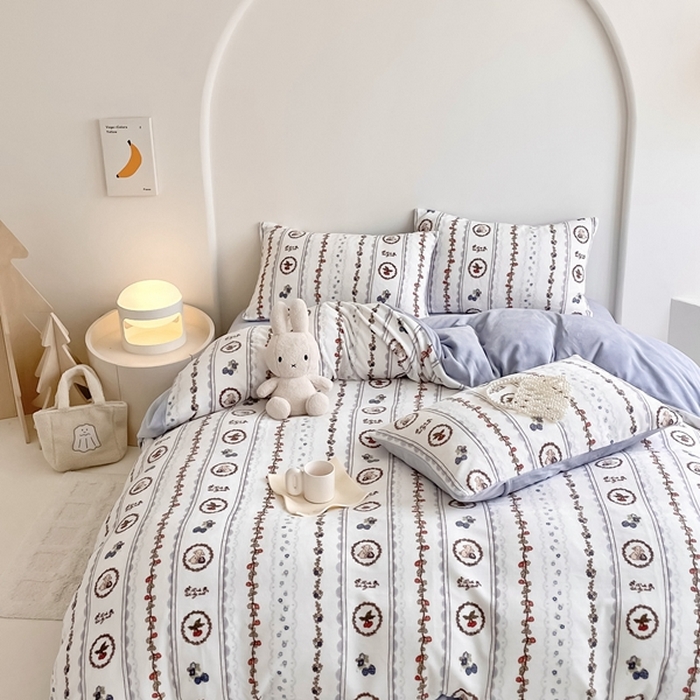 91家纺网 家纺一手货源 找家纺 潘朵拉 2023新款秋冬ins韩系牛奶绒印花四件套 冬日缤纷