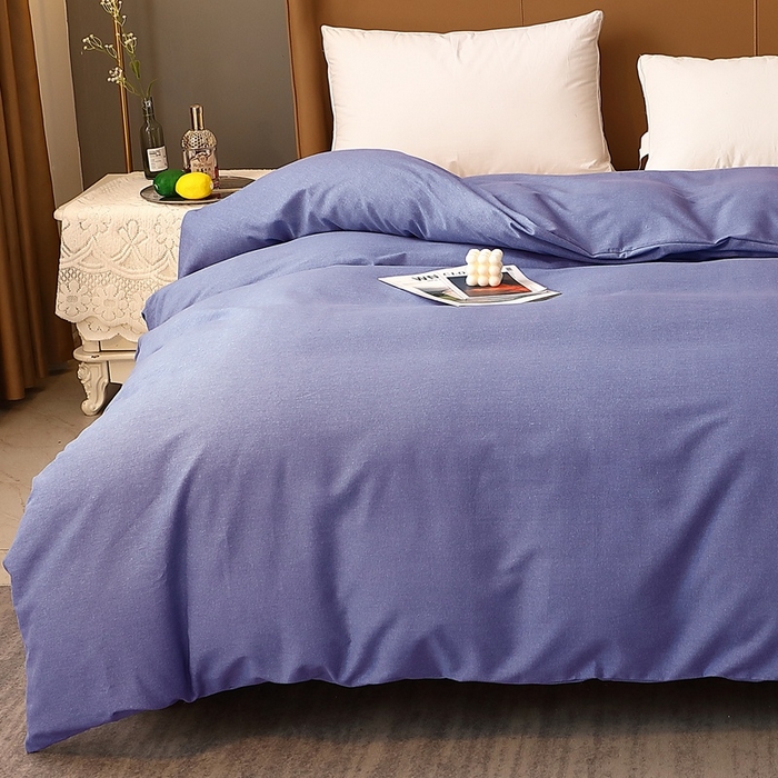 91家纺网 家纺一手货源 找家纺 晶缦家纺 2023加厚全棉纯色生态磨毛多规格单品四件套--被套 纯依-牛仔蓝