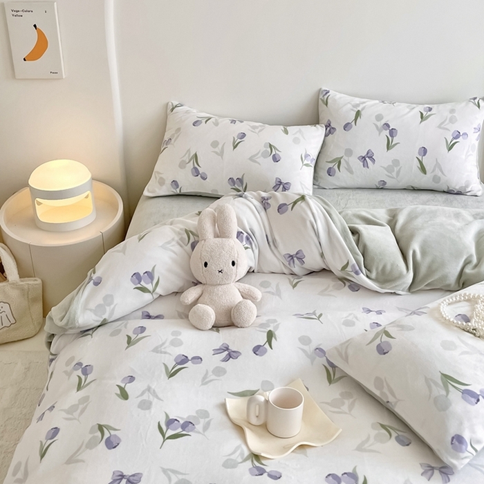 91家纺网 家纺一手货源 找家纺 潘朵拉 2023新款秋冬ins韩系牛奶绒印花四件套 蝶郁