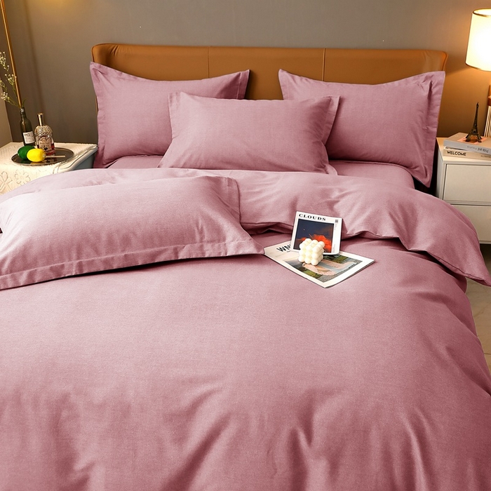 91家纺网 家纺一手货源 找家纺 总-2024新款纯色多规格全棉生态磨毛四件套素色纯棉磨毛四件套三件套