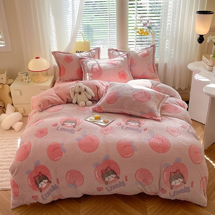 妖妖家纺 2023新款妖妖雪花绒单品三四件套 蜜桃女孩