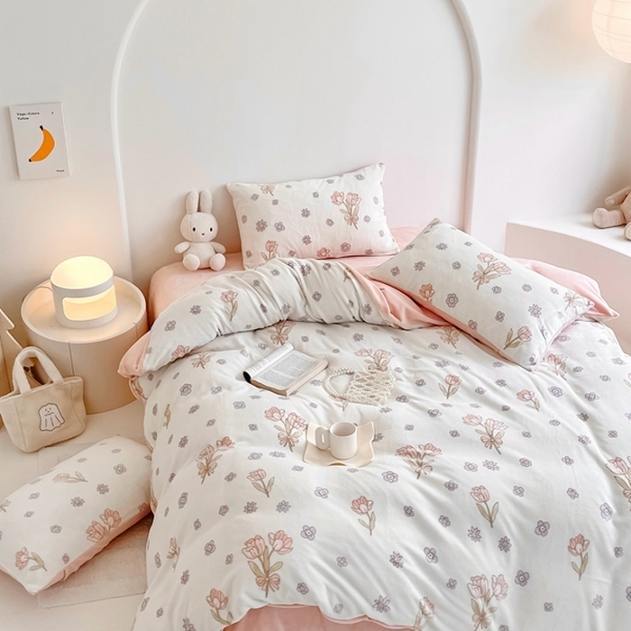 91家纺网 家纺一手货源 找家纺 潘朵拉 2023新款秋冬ins韩系牛奶绒印花四件套 绮罗