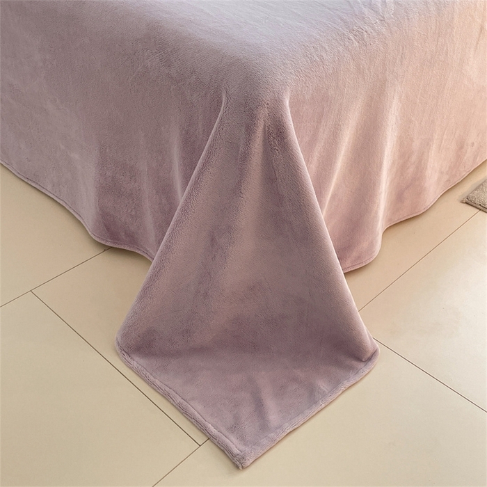 91家纺网 家纺一手货源 找家纺 古吉梦 2023新款牛奶绒纯色双拼（跑量款）四件套 奶芋色+微紫