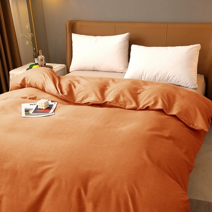 91家纺网 家纺一手货源 找家纺 晶缦家纺 2023加厚全棉纯色生态磨毛多规格单品四件套--被套 纯依-时尚桔