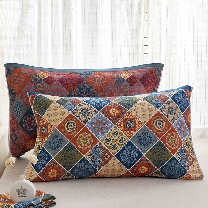 91家纺网 家纺一手货源 找家纺 朴尔家纺-毛巾被 2023年全棉多彩四层纱布枕巾 雪花朵朵