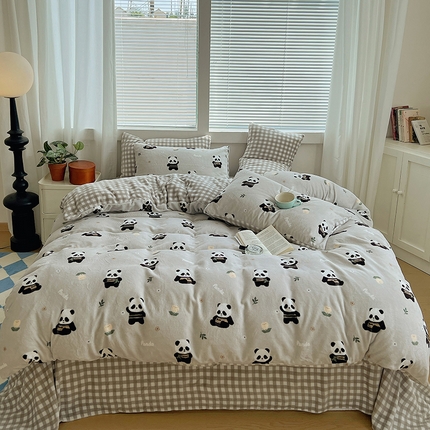 91家纺网 家纺一手货源 找家纺 （总）三朵家纺 2023年牛奶绒小清新系列四件套