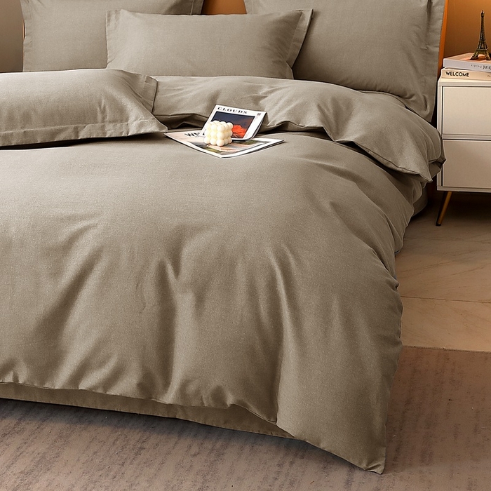 91家纺网 家纺一手货源 找家纺 晶缦家纺 2023加厚全棉纯色生态磨毛多规格四件套 纯依-时尚灰