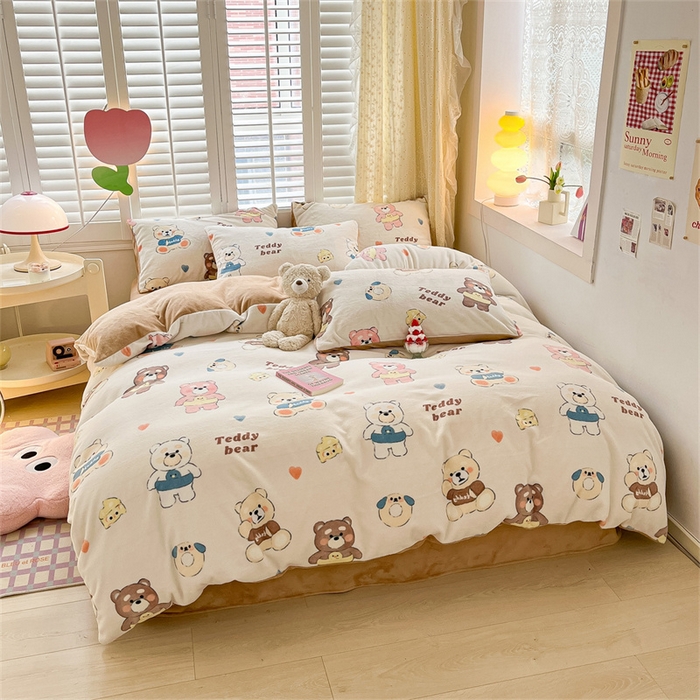 91家纺网 家纺一手货源 找家纺 古吉梦 2023新增牛奶绒印花（跑量款） 可爱熊