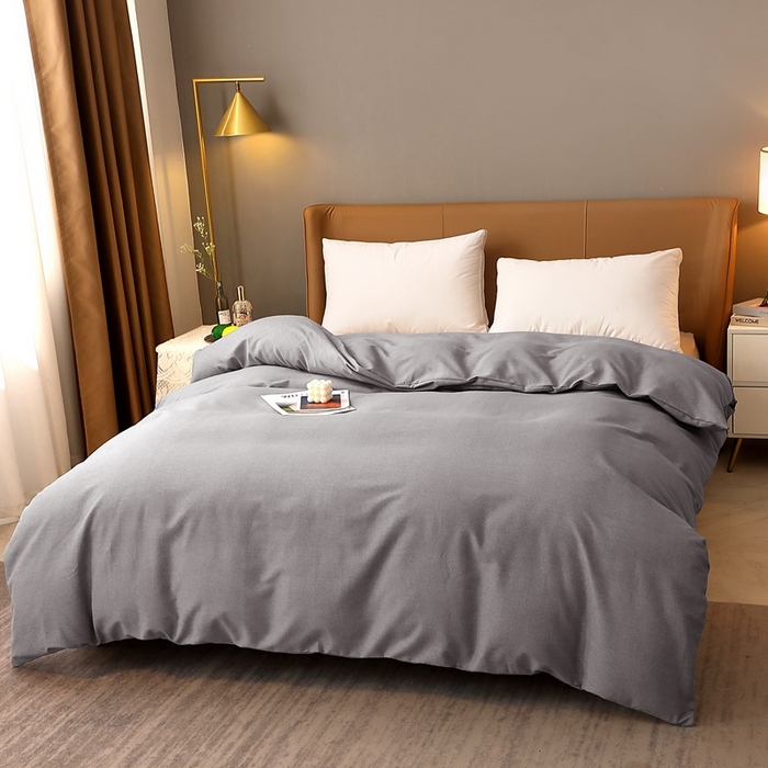 91家纺网 家纺一手货源 找家纺 晶缦家纺 2023加厚全棉纯色生态磨毛多规格单品四件套--被套 纯依-银灰