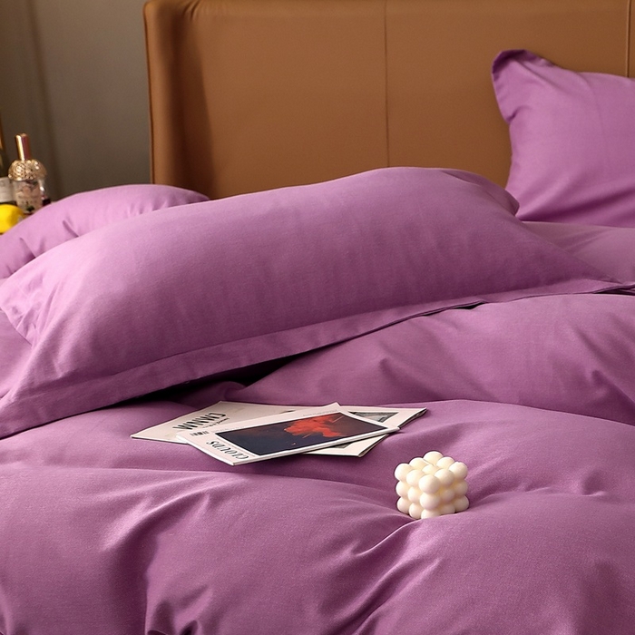 91家纺网 家纺一手货源 找家纺 晶缦家纺 2023加厚全棉纯色生态磨毛多规格单品四件套--枕套 纯依-魅紫
