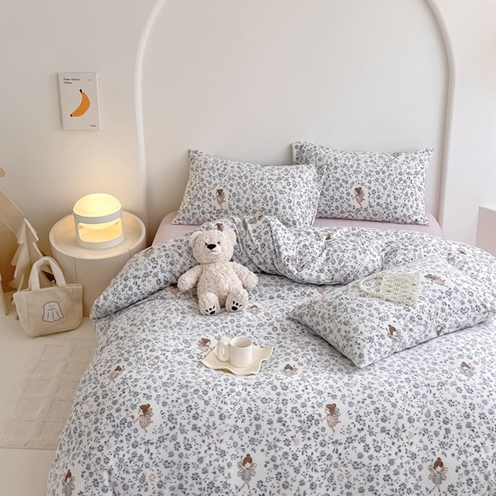 91家纺网 家纺一手货源 找家纺 潘朵拉 2023新款秋冬ins韩系牛奶绒印花四件套 仙子