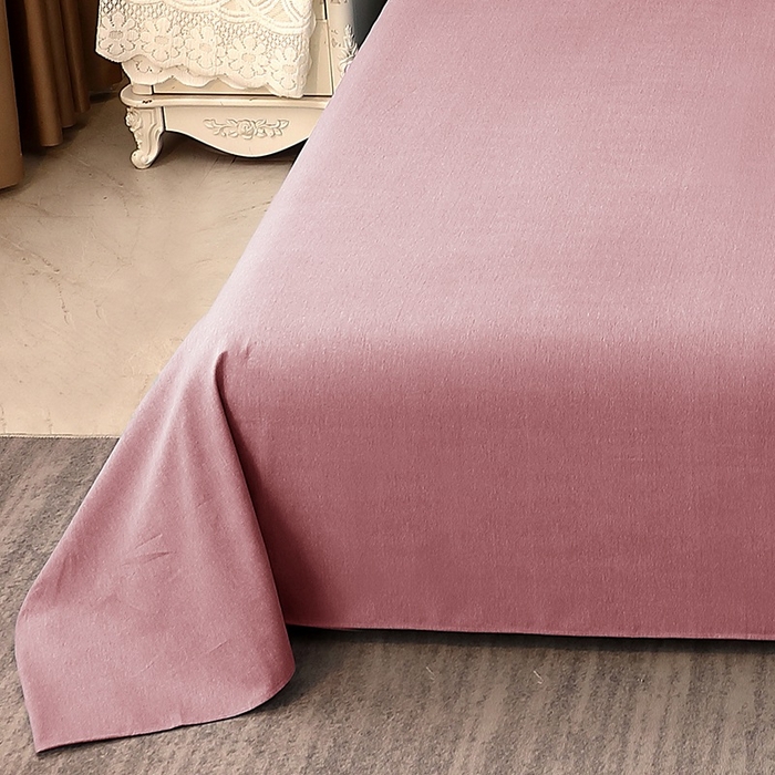 91家纺网 家纺一手货源 找家纺 晶缦家纺 2023加厚全棉纯色生态磨毛多规格单品四件套--床单 纯依-豆沙