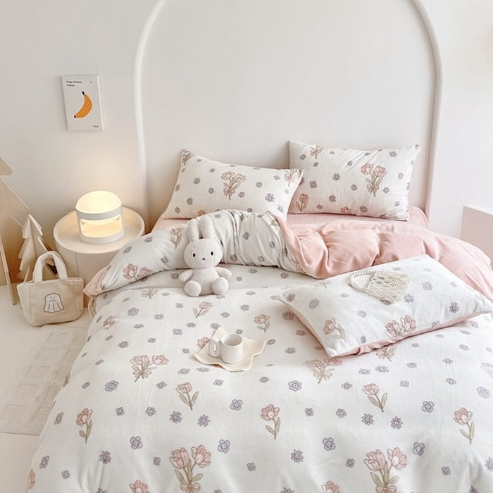 91家纺网 家纺一手货源 找家纺 潘朵拉 2023新款秋冬ins韩系牛奶绒印花四件套 绮罗