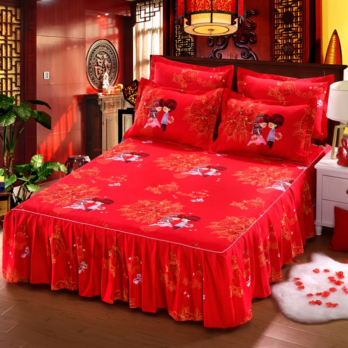 91家纺网 家纺一手货源 找家纺 优家居 2023新款床裙三件套 玫瑰恋人