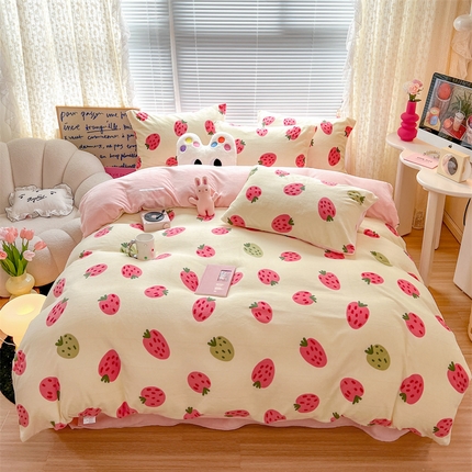 91家纺网 家纺一手货源 找家纺 （总）顾里家纺 2023新款ins少女保暖牛奶绒四件套第二批