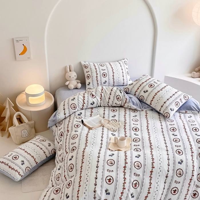 91家纺网 家纺一手货源 找家纺 潘朵拉 2023新款秋冬ins韩系牛奶绒印花四件套 冬日缤纷