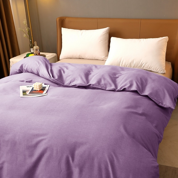 91家纺网 家纺一手货源 找家纺 晶缦家纺 2023加厚全棉纯色生态磨毛多规格单品四件套--被套 纯依-丁香紫