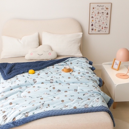 91家纺网 家纺一手货源 找家纺 （总）嗨生活 2023年新款针织棉豆豆被儿童被单人被幼儿园被子