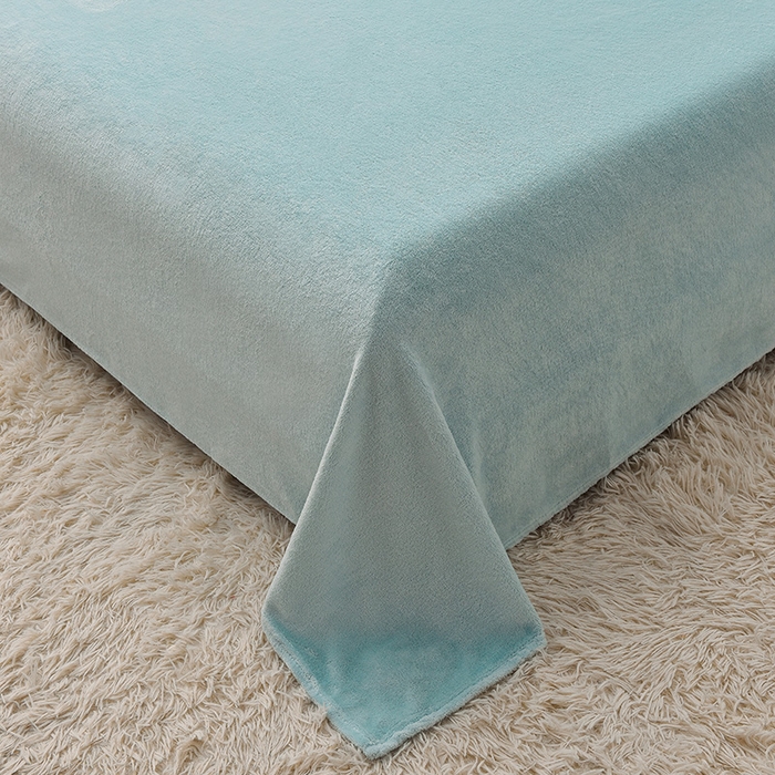 91家纺网 家纺一手货源 找家纺 简爱2025新款纯色双拼牛奶绒四件套被套（跑量款）直播 天蓝