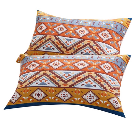 91家纺网 家纺一手货源 找家纺 朴尔家纺-毛巾被 2023年全棉多彩四层纱布枕巾 几何幻想