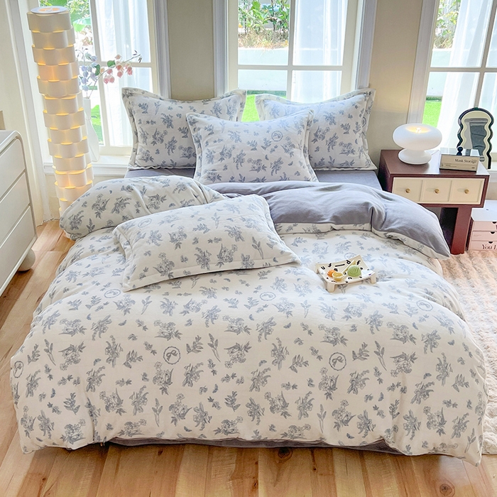 91家纺网 家纺一手货源 找家纺 妖妖家纺 2023新款牛奶绒四件套 浪漫蝴蝶结