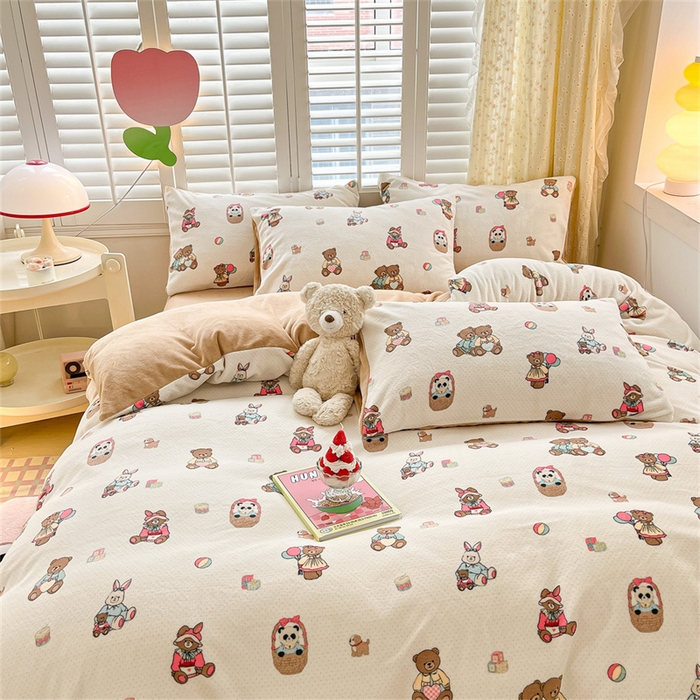 91家纺网 家纺一手货源 找家纺 古吉梦 2023新增牛奶绒印花（跑量款） 熊仔派对