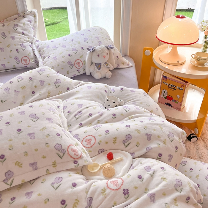 91家纺网 家纺一手货源 找家纺 妖妖家纺 2023新款牛奶绒四件套 梦幻花季