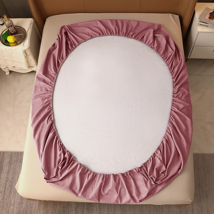 91家纺网 家纺一手货源 找家纺 晶缦家纺 2023加厚全棉纯色生态磨毛多规格单品四件套--床笠 纯依-豆沙