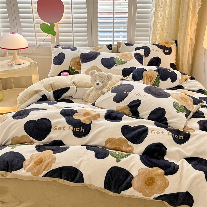 91家纺网 家纺一手货源 找家纺 古吉梦 2023新增牛奶绒印花（跑量款） 时尚花语