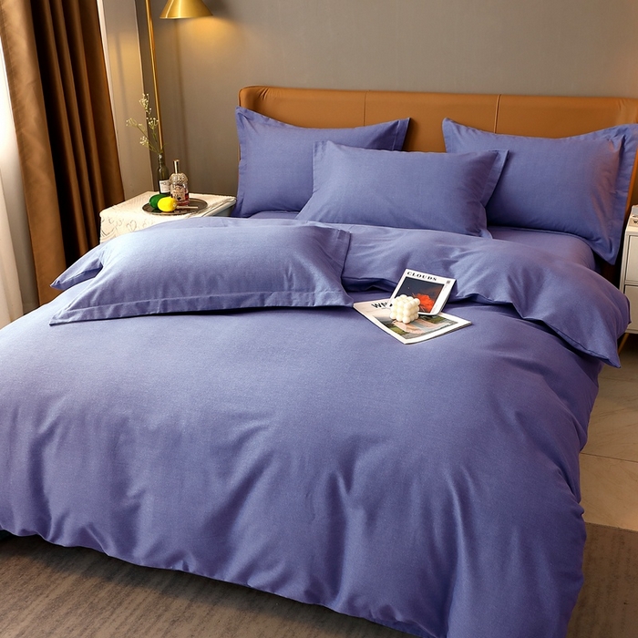 91家纺网 家纺一手货源 找家纺 晶缦家纺 2023加厚全棉纯色生态磨毛多规格单品四件套--枕套 纯依-牛仔蓝