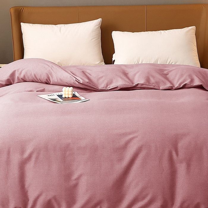 91家纺网 家纺一手货源 找家纺 晶缦家纺 2023加厚全棉纯色生态磨毛多规格单品四件套--被套 纯依-豆沙