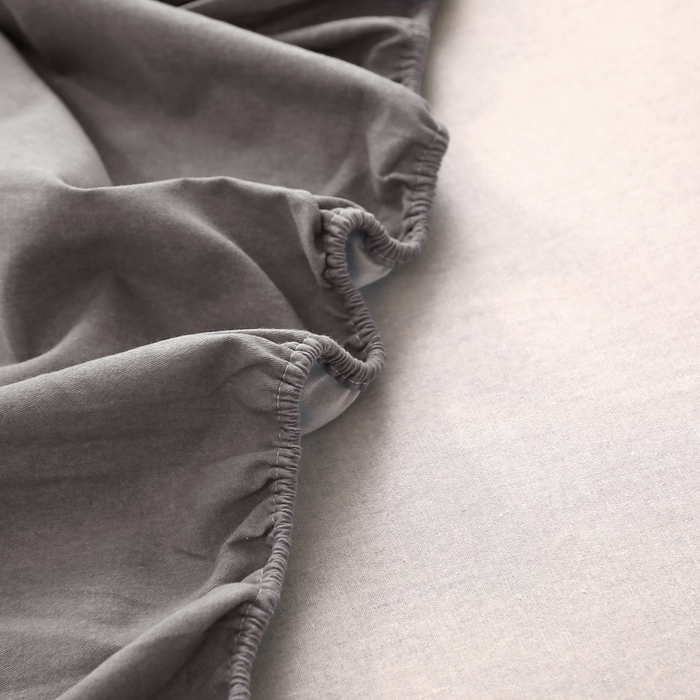 91家纺网 家纺一手货源 找家纺 晶缦家纺 2023加厚全棉纯色生态磨毛多规格单品四件套--床笠 纯依-银灰