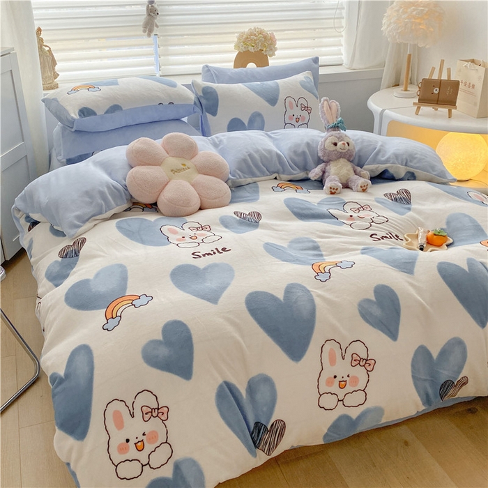 91家纺网 家纺一手货源 找家纺 古吉梦 2023新增牛奶绒印花（跑量款） 蓝色恋人