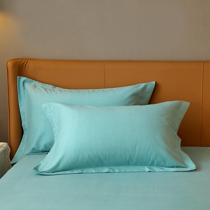 晶缦家纺 2023加厚全棉纯色生态磨毛多规格单品四件套--枕套 纯依-豆绿