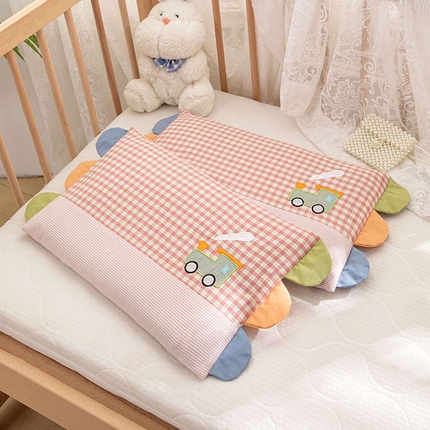 织布人2023新款荞麦枕全棉水洗棉彩虹边贴布绣儿童学生枕头枕套+枕芯 彩虹边荞麦枕-小火车