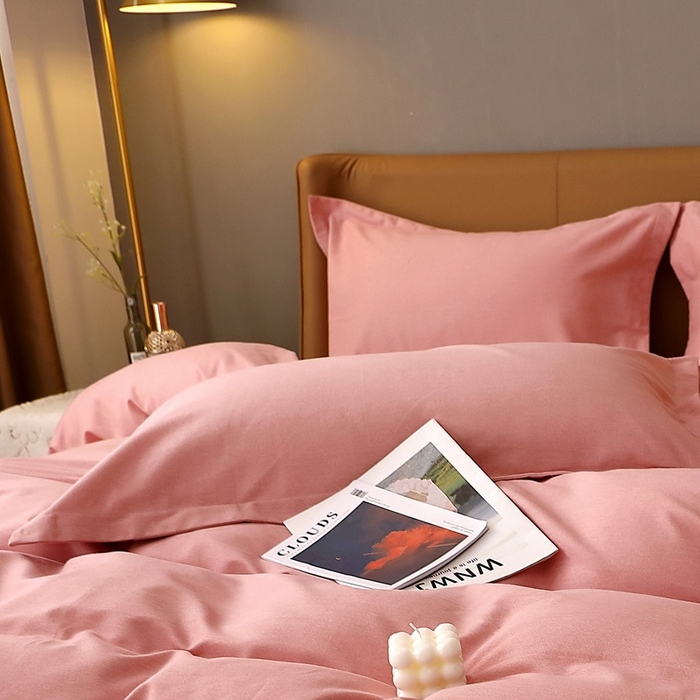 91家纺网 家纺一手货源 找家纺 晶缦家纺 2023加厚全棉纯色生态磨毛多规格单品四件套--枕套 纯依-粉玉