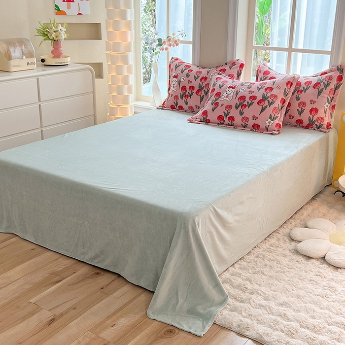 91家纺网 家纺一手货源 找家纺 妖妖家纺 2023新款牛奶绒四件套 花朵兔