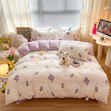 91家纺网 家纺一手货源 找家纺 （总）顾里家纺 2023新款ins少女保暖牛奶绒四件套第二批