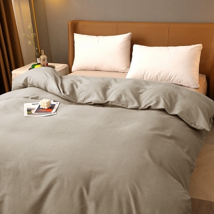 91家纺网 家纺一手货源 找家纺 晶缦家纺 2023加厚全棉纯色生态磨毛多规格单品四件套--被套 纯依-时尚灰