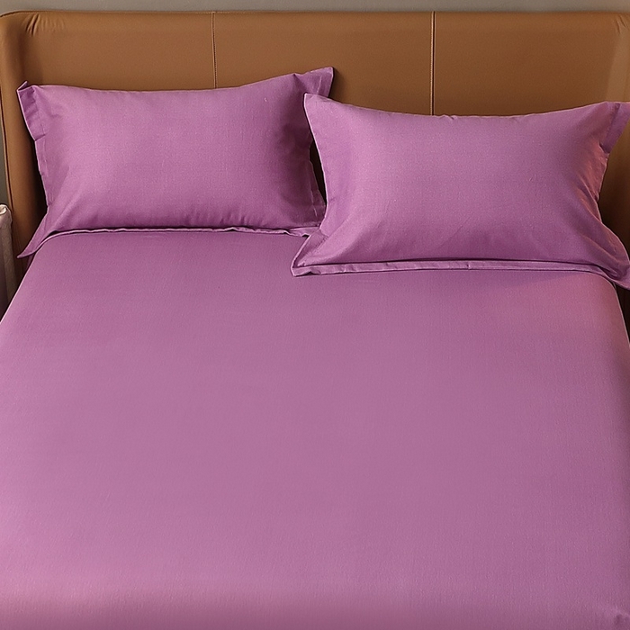 91家纺网 家纺一手货源 找家纺 晶缦家纺 2023加厚全棉纯色生态磨毛多规格单品四件套--床单 纯依-魅紫