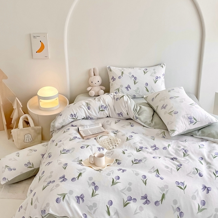 91家纺网 家纺一手货源 找家纺 潘朵拉 2023新款秋冬ins韩系牛奶绒印花四件套 蝶郁