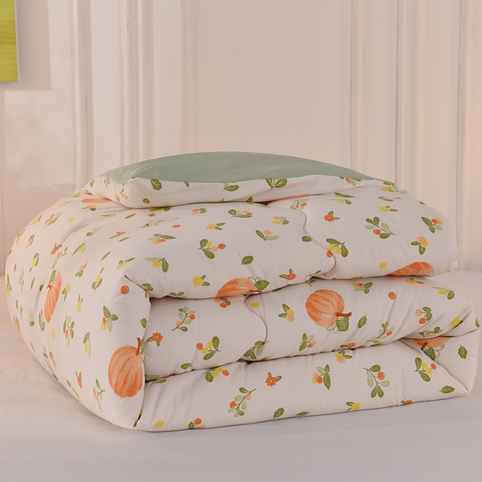 91家纺网 家纺一手货源 找家纺 妖妖家纺 2023妖妖超柔水洗双层纱冬被 南瓜瓜