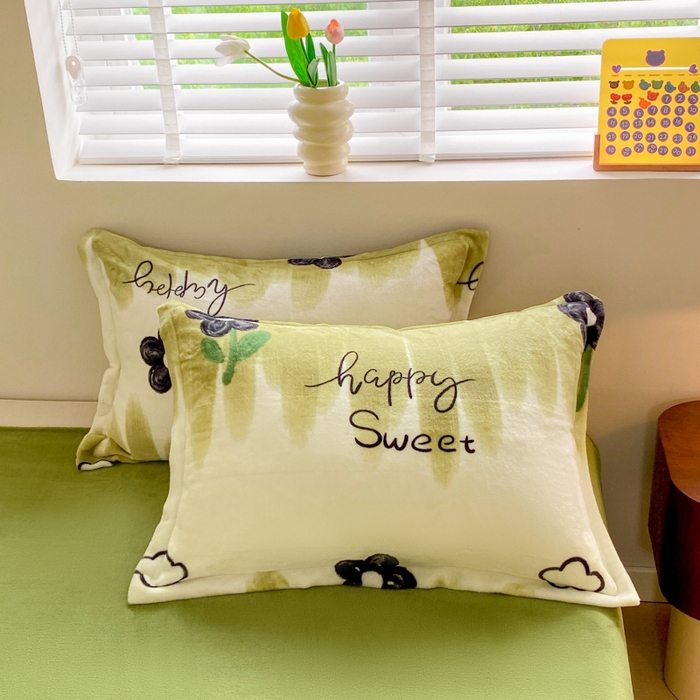 91家纺网 家纺一手货源 找家纺 沐慕 2024新款牛奶绒加厚保暖卡通印花四件套 花韵