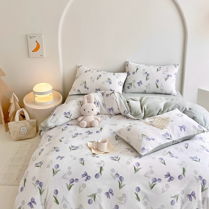 91家纺网 家纺一手货源 找家纺 潘朵拉 2023新款秋冬ins韩系牛奶绒印花四件套 蝶郁