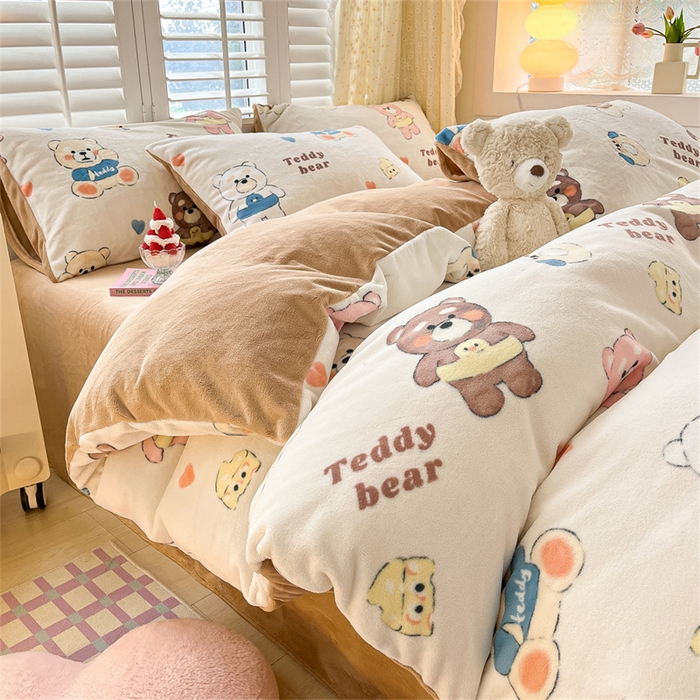 91家纺网 家纺一手货源 找家纺 古吉梦 2023新增牛奶绒印花（跑量款） 可爱熊