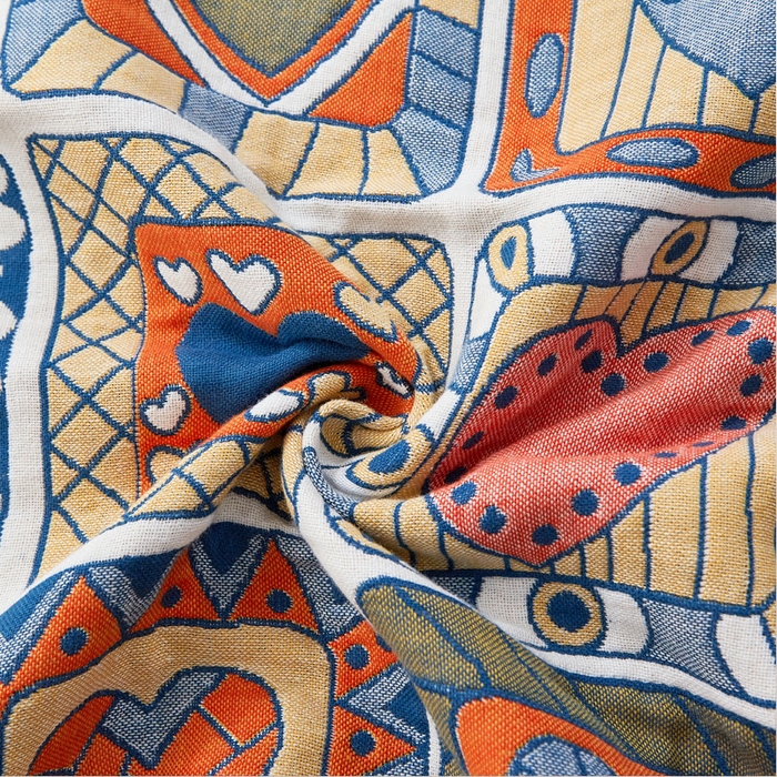 91家纺网 家纺一手货源 找家纺 朴尔家纺-毛巾被 2023年全棉多彩四层纱布枕巾 心心世界