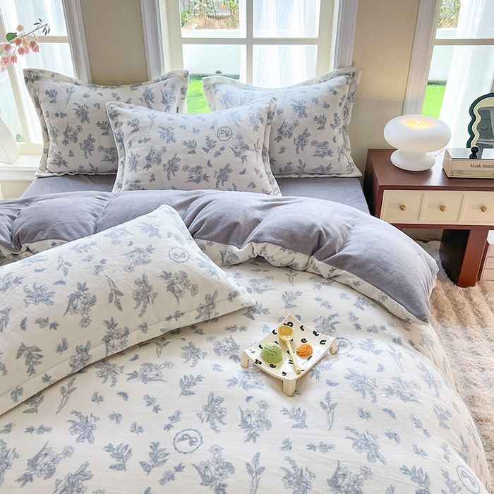 91家纺网 家纺一手货源 找家纺 妖妖家纺 2023新款牛奶绒四件套 浪漫蝴蝶结