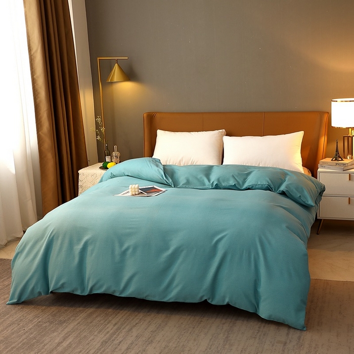 91家纺网 家纺一手货源 找家纺 晶缦家纺 2023加厚全棉纯色生态磨毛多规格单品四件套--被套 纯依-豆绿