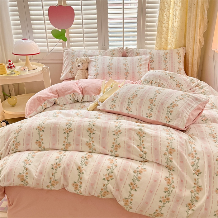 91家纺网 家纺一手货源 找家纺 古吉梦 2023新增牛奶绒印花（跑量款） 爱的花语