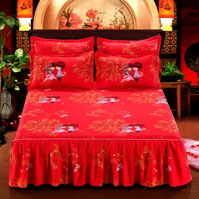 91家纺网 家纺一手货源 找家纺 优家居 2023新款床裙三件套 玫瑰恋人